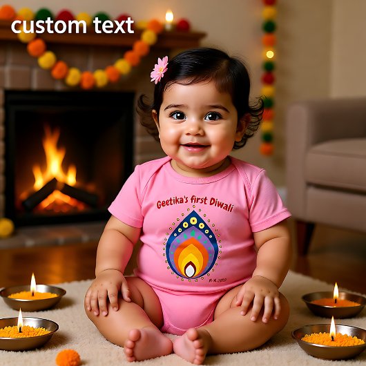 Eerste diwali van de baby met douanenaam style2 romper