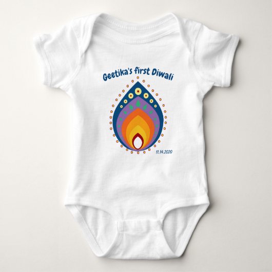 Eerste diwali van de baby met douanenaam style2 romper (Voorkant)
