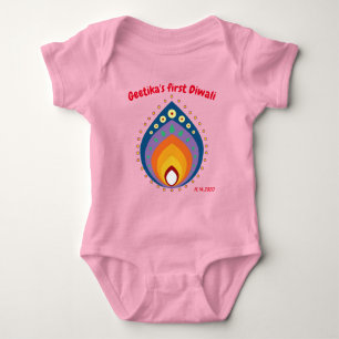 Eerste diwali van de baby met douanenaam style2 romper
