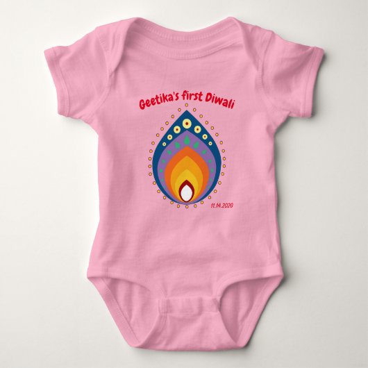 Eerste diwali van de baby met douanenaam style2 romper (Voorkant)