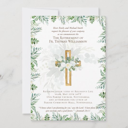 Eerste dominee Deacon Minister Retirement Invites (Voorkant)