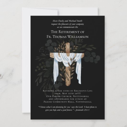 Eerste dominee Deacon Minister Retirement Invites (Voorkant)