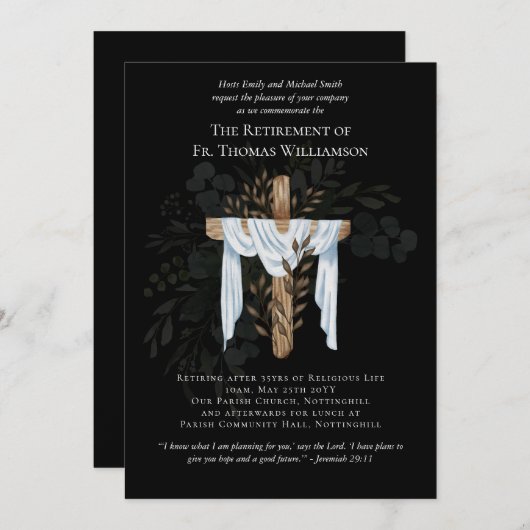 Eerste dominee Deacon Minister Retirement Invites (Voorkant / Achterkant)