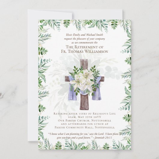 Eerste dominee Deacon Minister Retirement Invites Kaart (Voorkant)