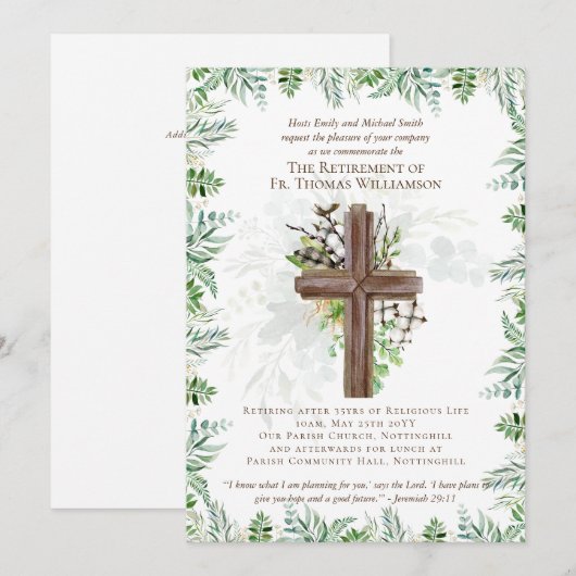 Eerste dominee Deacon Minister Retirement Invites Kaart (Voorkant / Achterkant)
