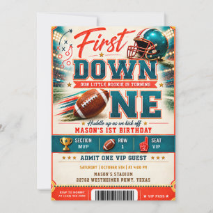 Eerste Down MVP Football 1e verjaardagsuitnodiging Kaart