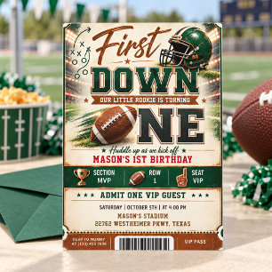 Eerste Down MVP Football 1e verjaardagsuitnodiging Kaart