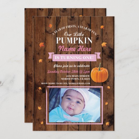 Eerste eerste Birthday Party fotouitnodiging Kaart (Voorkant / Achterkant)