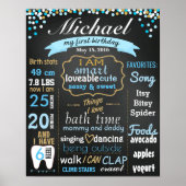 Eerste eerste bord van Birthday Chalkboard: confet Poster (Voorkant)