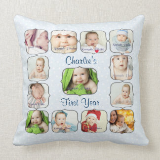 Eerste eerste jaar van de baby Foto Collage Pillow Kussen