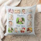 Eerste eerste jaar van de baby Foto Collage Pillow Kussen (Deken)