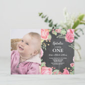 Eerste eerste uitnodiging op zaterdag Roze Floral (Staand voorkant)