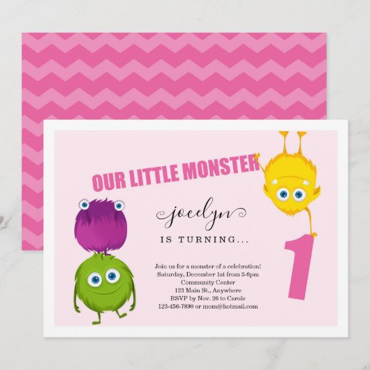 Eerste eerste uitnodiging van de eerste verjaardag (Voorkant / Achterkant)