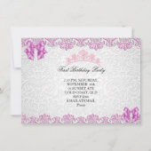 Eerste eerste verjaardag van de meisjes roze foto  kaart (Achterkant)