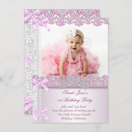 Eerste eerste verjaardag van de meisjes van het fe kaart (Voorkant / Achterkant)