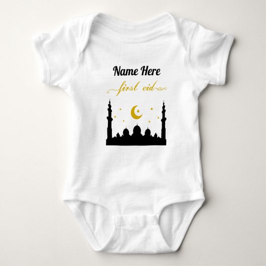 Eerste Eid Aangepaste naam Baby Bodysuit (Voorkant)