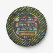 Eerste en derde verjaardag van het kleine Monster  Papieren Bordje (Voorkant)