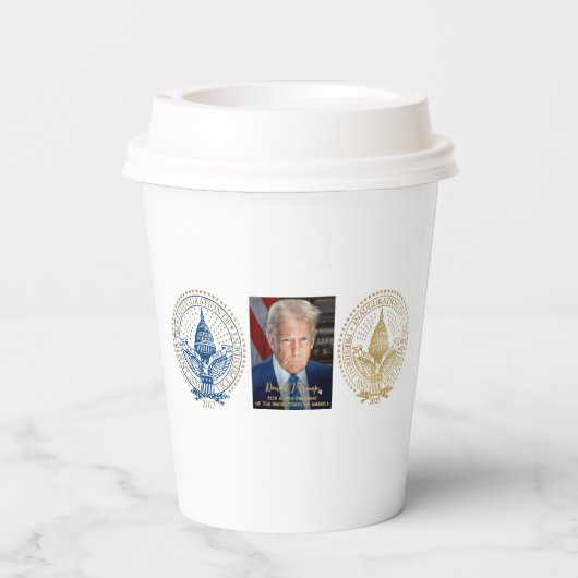 Eerste en tweede inauguratie van President Trump Papieren Bekers (Achterkant)