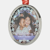 Eerste Erasmus oma Snowflakes Ribbon Light Blue Metalen Ornament (Links)