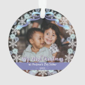 Eerste Erasmus oma Snowflakes Ribbon Light Blue Ornament (achterkant)