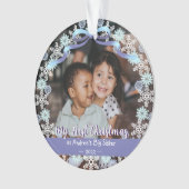Eerste Erasmus oma Snowflakes Ribbon Light Blue Ornament (voorkant)