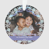 Eerste Erasmus oma Snowflakes Ribbon Light Blue Ornament (voorkant)