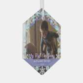 Eerste Erasmus opa Light Blue Paars Tone Snow Glas Ornament (Voorkant Rechts)