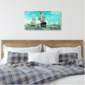 Eerste erkenning van American Flag Canvas Print (Insitu (Slaapkamer))