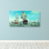 Eerste erkenning van American Flag Canvas Print (Insitu (Houten vloer))