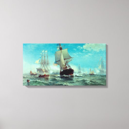Eerste erkenning van American Flag Canvas Print (Voorkant)