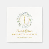 Eerste Eucharistieviering Gouden Kruis Groenhout Servet (Voorkant)