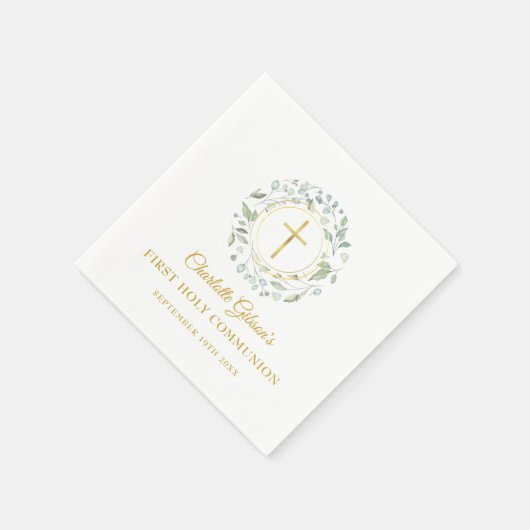 Eerste Eucharistieviering Gouden Kruis Groenhout Servet (Hoek)