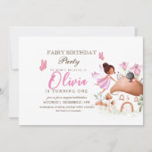 Eerste Fairy Party vlinder tuin Pixie meisjes Kaart (Voorkant)