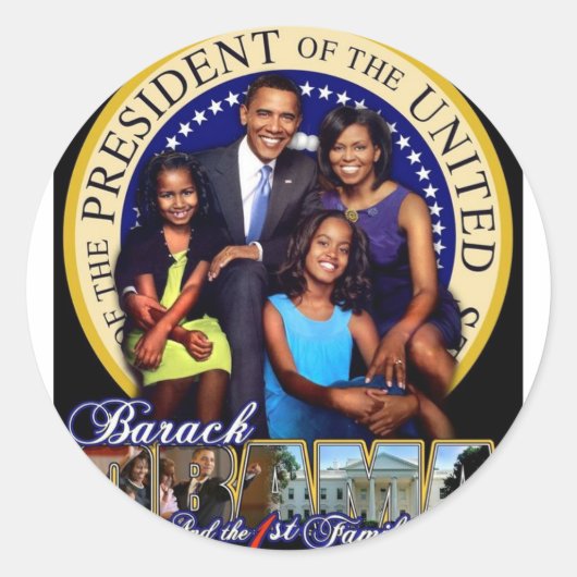 Eerste familie Barack Obama Ronde Sticker (Voorkant)