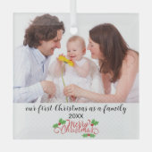 Eerste familie kerst aangepaste foto Ornament (Voorkant)