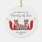 Eerste familie van zes gepersonaliseerde ruitbosse keramisch ornament (Voorkant)