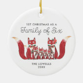 Eerste familie van zes gepersonaliseerde ruitbosse keramisch ornament (Achterkant)