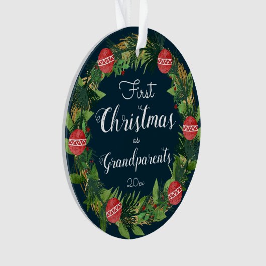 Eerste feestdag met kerstgrootouders ornament (voorkant)