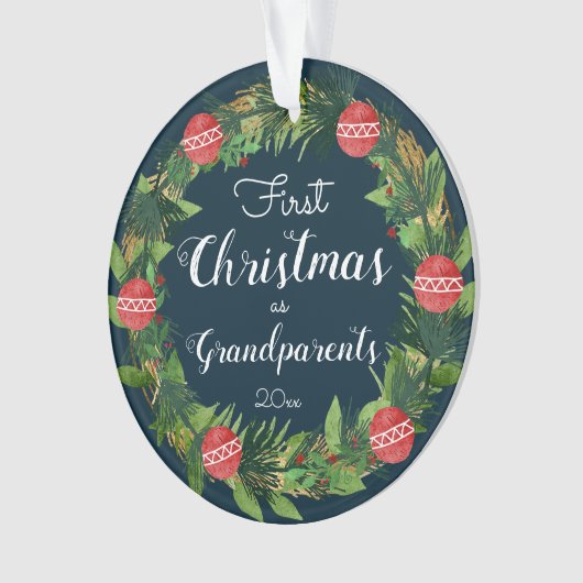 Eerste feestdag met kerstgrootouders ornament (voorkant)