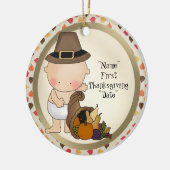 Eerste feestdag van de Thanksgiving voeg woorden t Keramisch Ornament (Links)