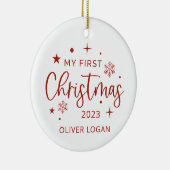 Eerste feestkerst keramisch ornament (Rechts)