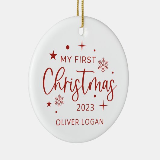 Eerste feestkerst keramisch ornament (Rechts)