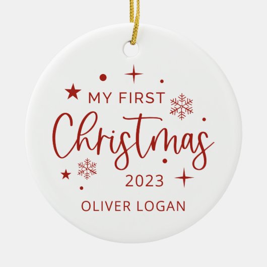 Eerste feestkerst keramisch ornament (Voorkant)