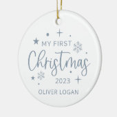 Eerste feestkerst keramisch ornament (Links)