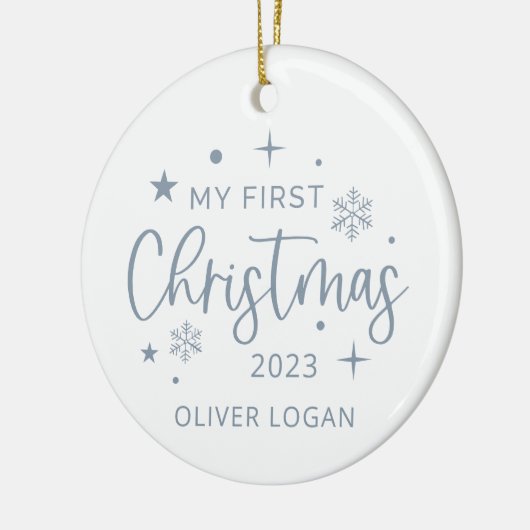 Eerste feestkerst keramisch ornament (Links)