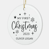 Eerste feestkerst keramisch ornament (Links)