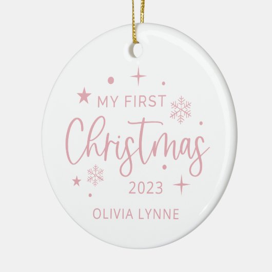 Eerste feestkerst keramisch ornament (Links)