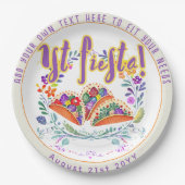 Eerste Fiesta 1e Tacos Folkart Bloemen Papieren Bordje (Voorkant)