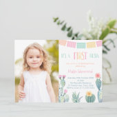 Eerste Fiesta 1e verjaardag van de meisjesfoto Kaart (Staand voorkant)