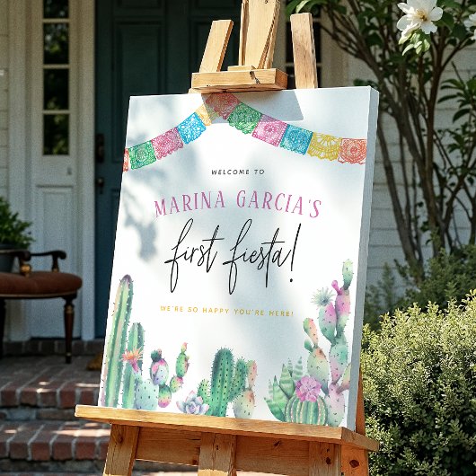 Eerste Fiesta Cactus Meisje Verjaardag Poster